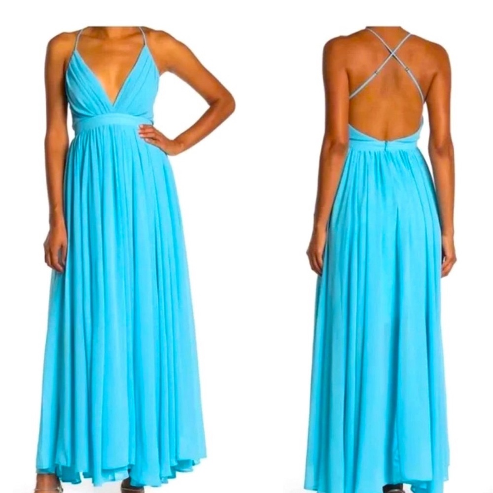 MEGHAN LA TURQUOISE MAXI LONG FLOWY DRESS. NWT SIZE L. Adjustable straps